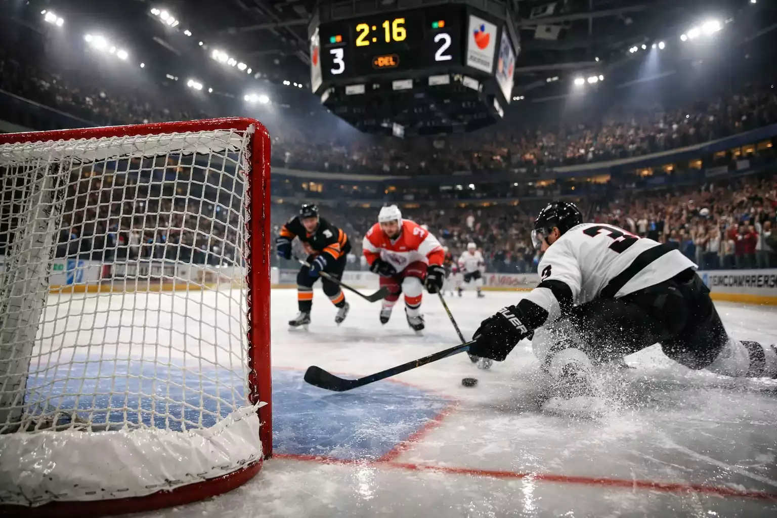 Dramatische Empty-Net-Situation in den letzten Spielminuten eines DEL-Eishockeyspiels